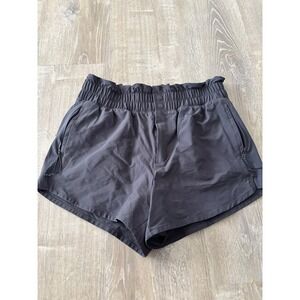 FLX Women's Dark Grey Athletic Shorts  Zipper Pockets Size Lg Gym Yoga